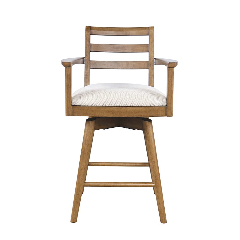 Axis Mid-Century Modern Upholstered Ladderback Swivel Barstool - Set of 2