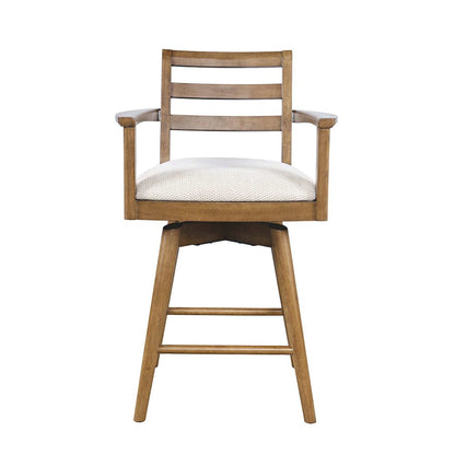 Axis Mid-Century Modern Upholstered Ladderback Swivel Barstool - Set of 2