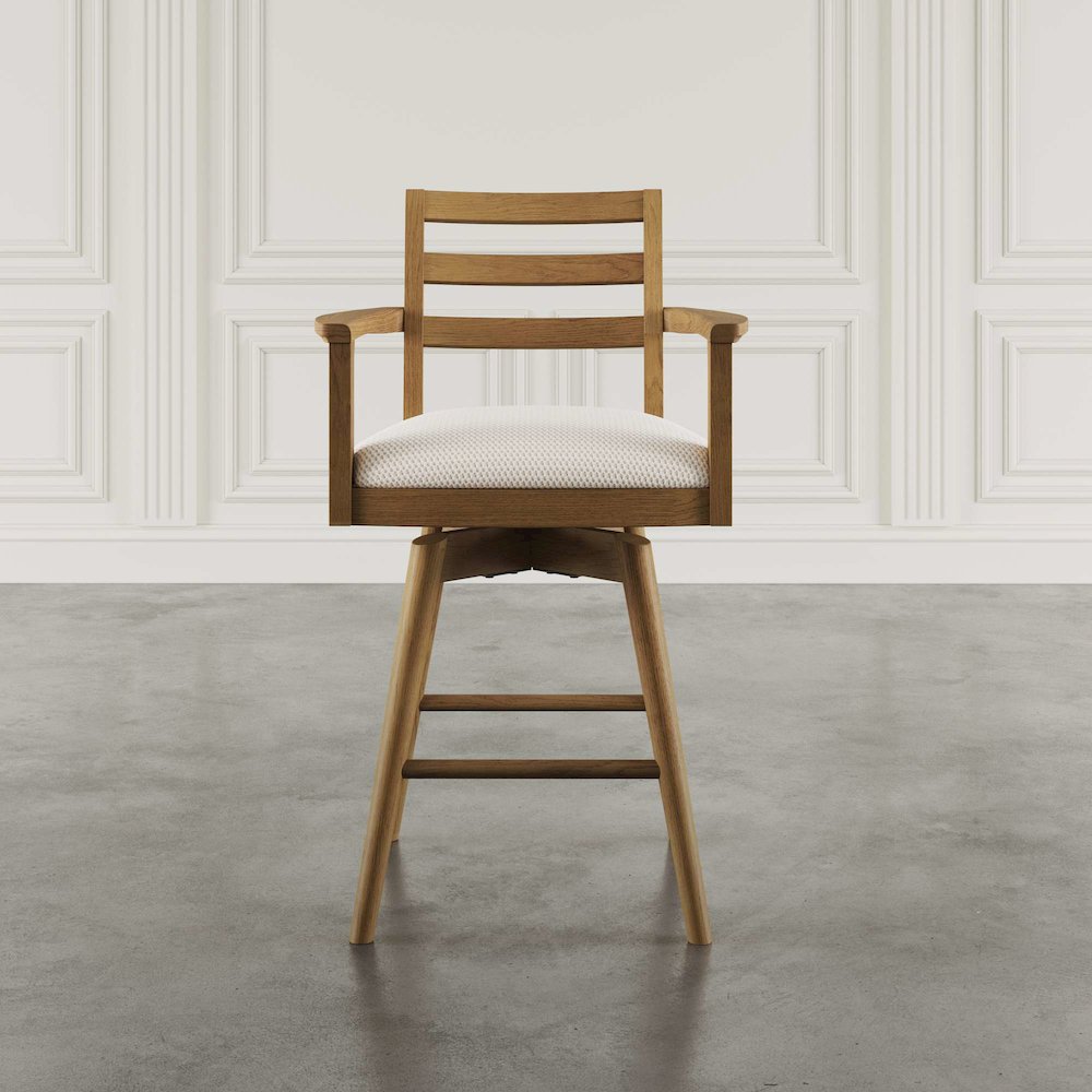 Axis Mid-Century Modern Upholstered Ladderback Swivel Barstool - Set of 2