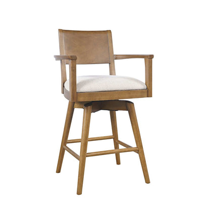Axis Mid-Century Modern Upholstered Swivel Panel Barstool - Set of 2