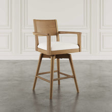 Axis Mid-Century Modern Upholstered Swivel Panel Barstool - Set of 2