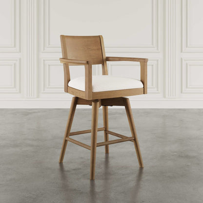Axis Mid-Century Modern Upholstered Swivel Panel Barstool - Set of 2