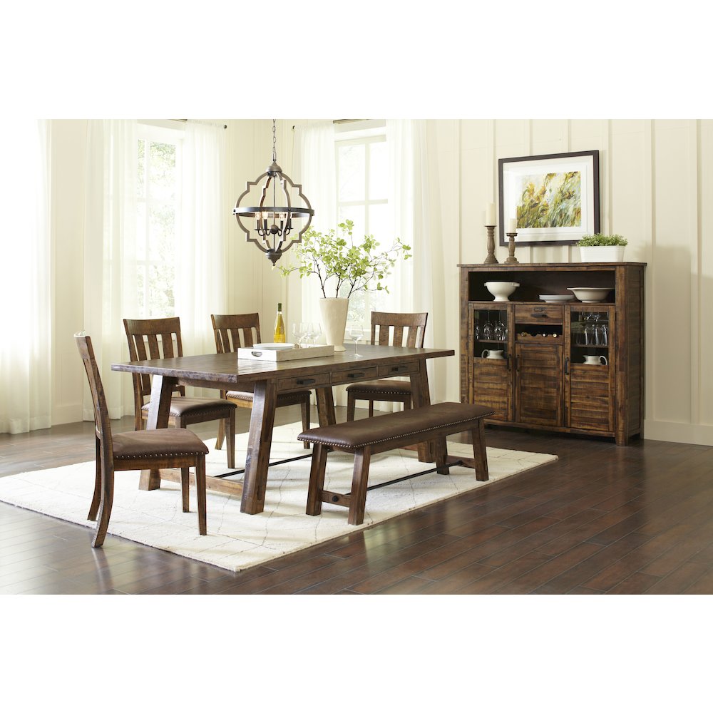 Cannon Valley Distressed Industrial 82" Trestle Dining Table