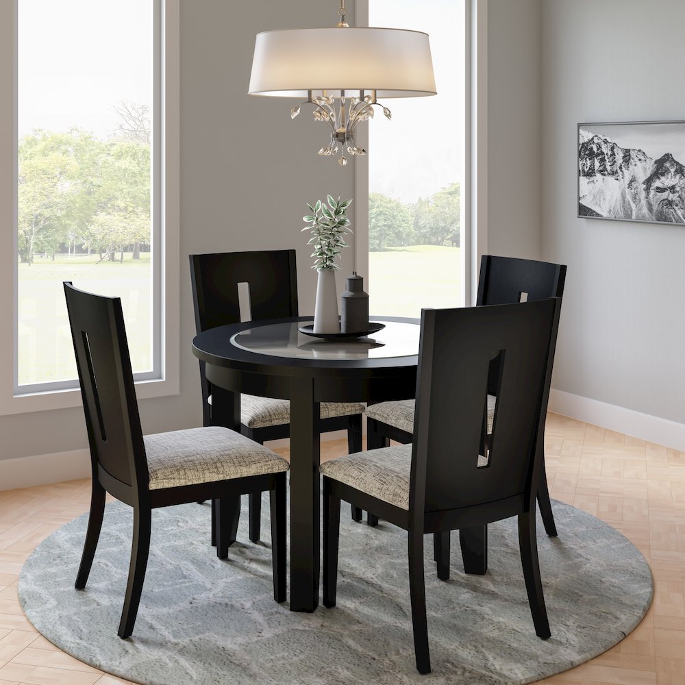 Urban Icon Contemporary 42" Round Five-Piece Dining Set with Upholstered Chairs