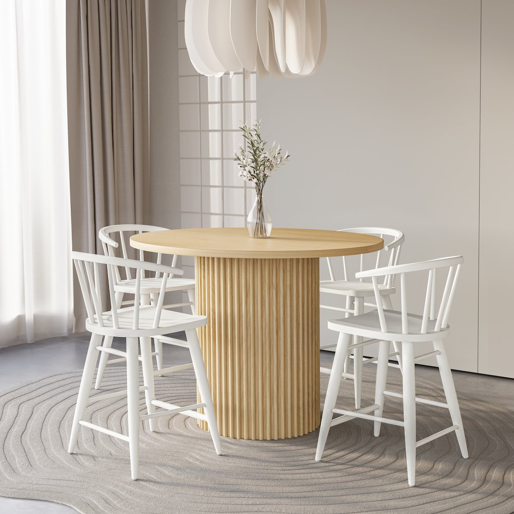 Fitz Traditional Solid Wood Curved Back Spindle Counter Stool