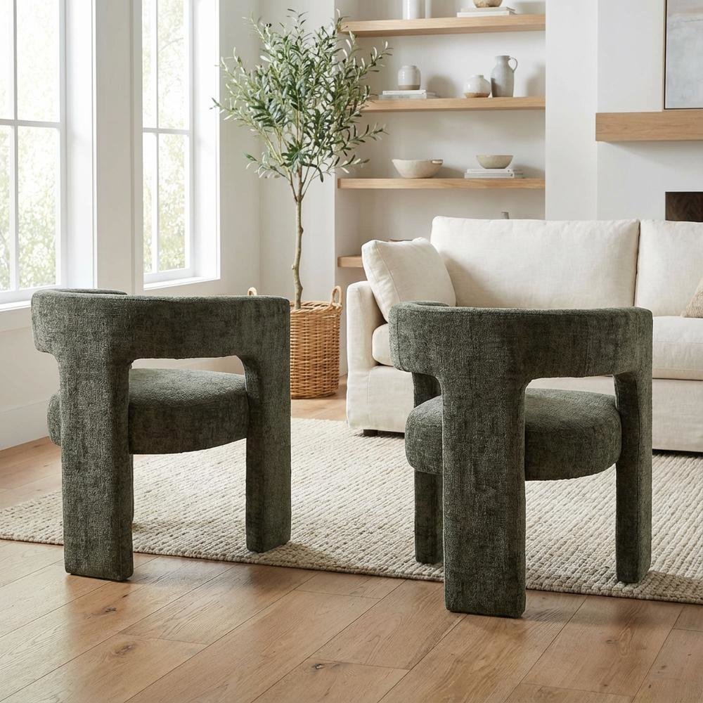 Gwen Modern Luxury Jacquard Fabric Sculpture Armchair - Set of 6