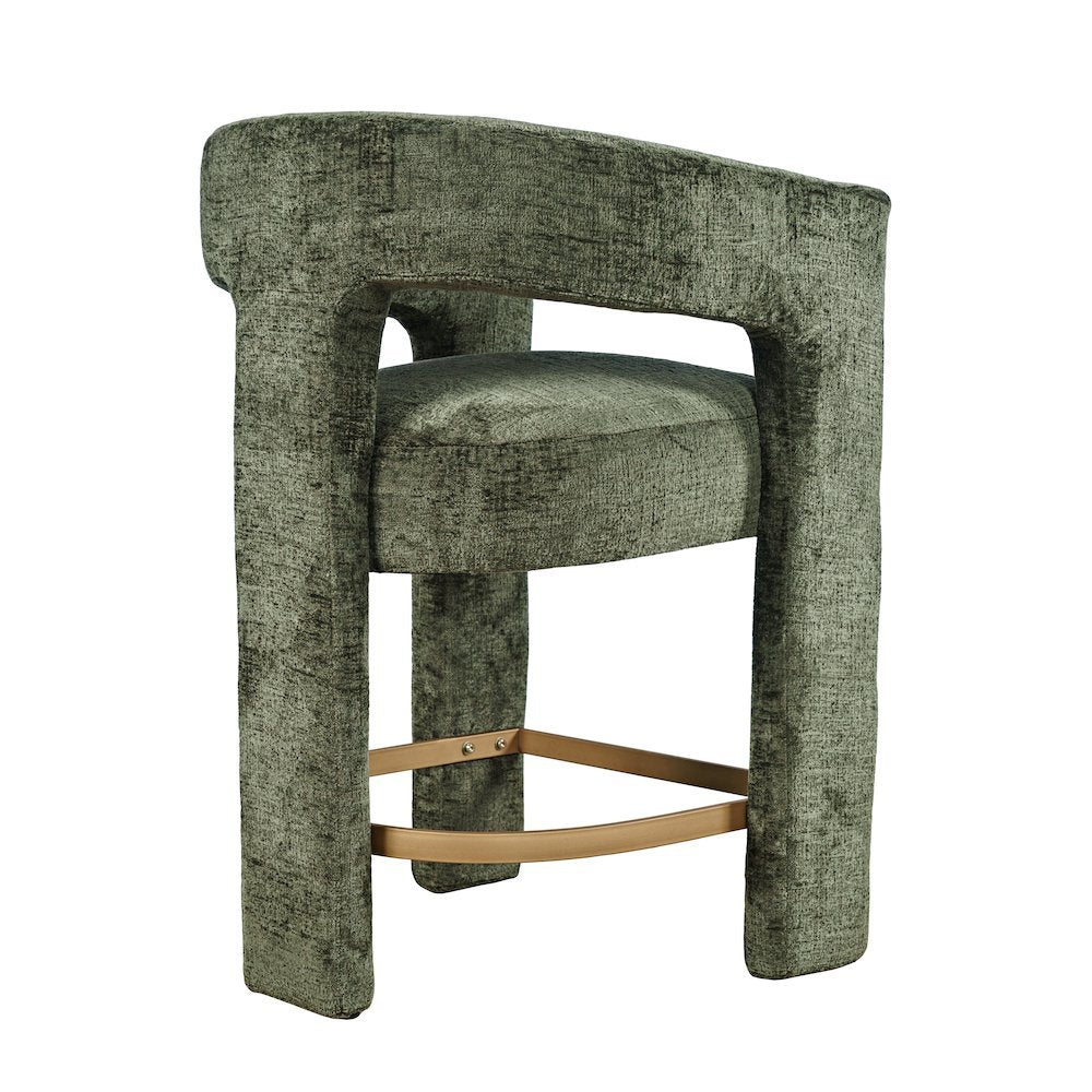 Gwen Modern Luxury Jacquard Fabric Sculpture Counter Stool - Set of 4