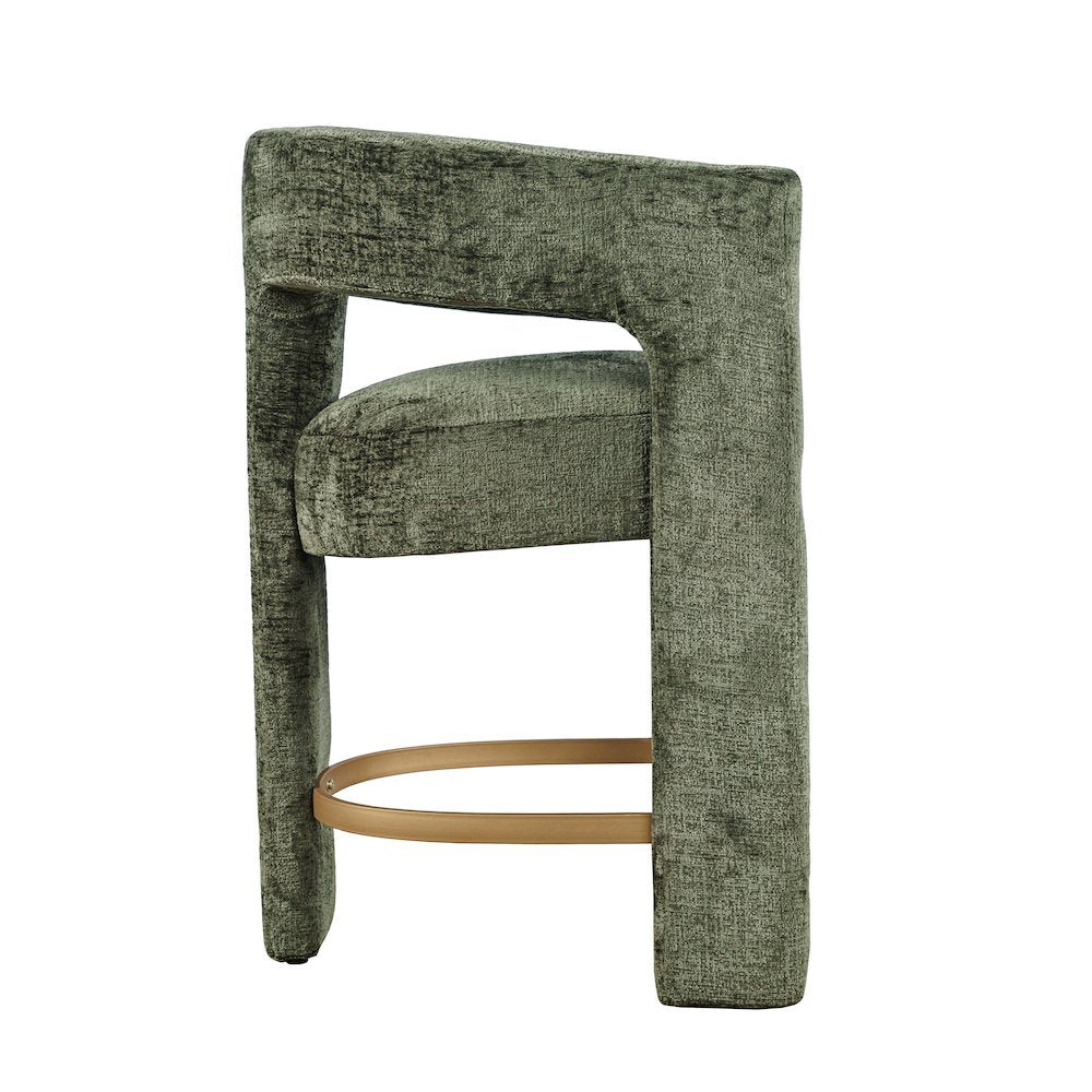 Gwen Modern Luxury Jacquard Fabric Sculpture Counter Stool - Set of 4