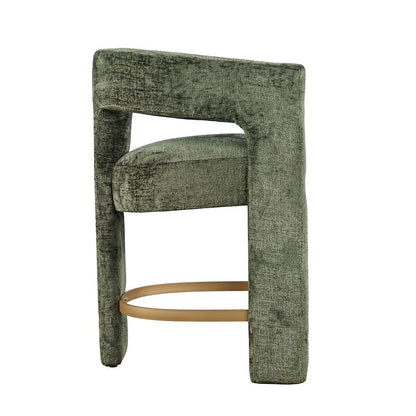 Gwen Modern Luxury Jacquard Fabric Sculpture Counter Stool - Set of 4