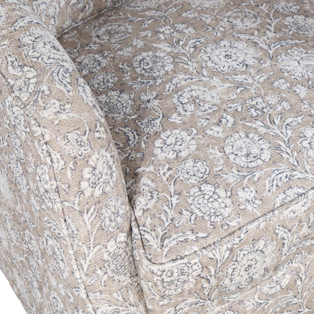 Lottie Cottage Floral Print Upholstered Barrel Accent Swivel Chair