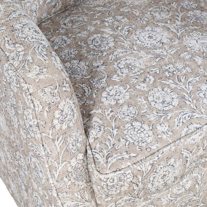 Lottie Cottage Floral Print Upholstered Barrel Accent Swivel Chair