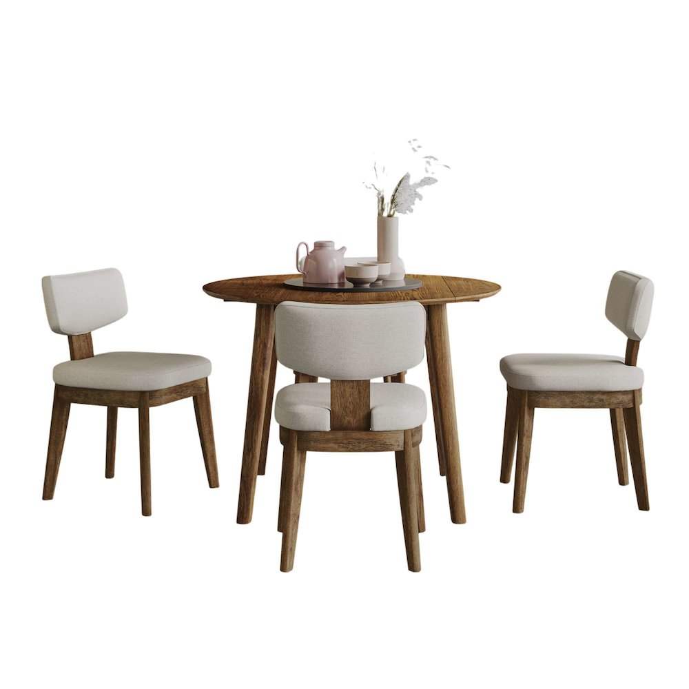 Percy 42" Contemporary 5-Pc Drop-Leaf Dining Set, Upholstered Chairs