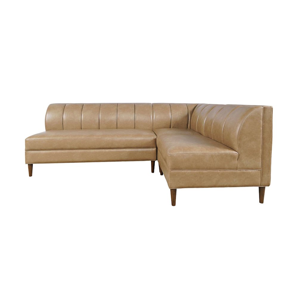Ruston Modern Banquette Faux Leather Sectional with Four Seats and Corner Wedge