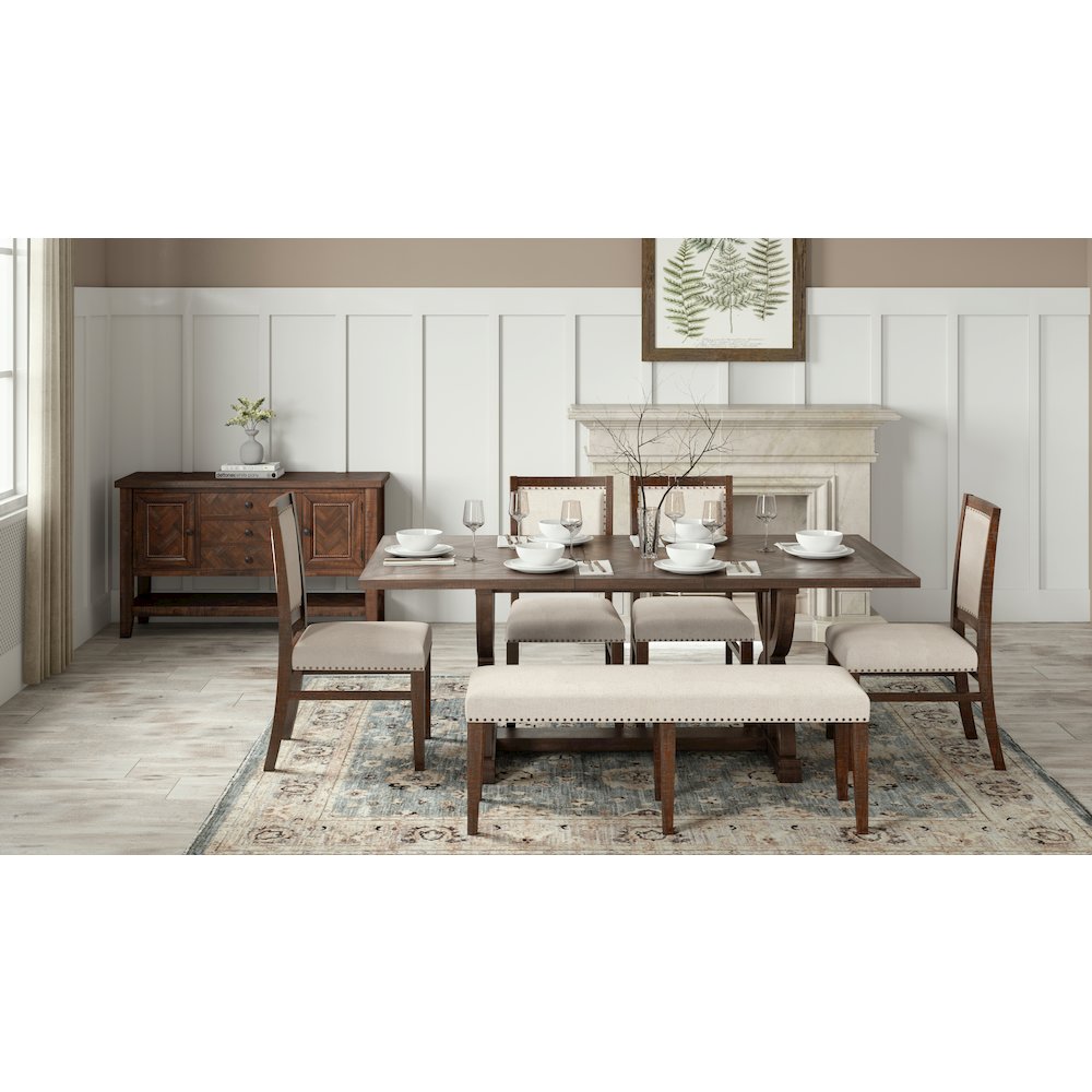 Fairview Transitional Herringbone Modern Distressed Solid Wood Buffet Server