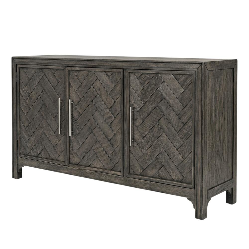 Mid-Century Modern Buffet Cabinet Sideboard with Adjustable Shelves, Platinum