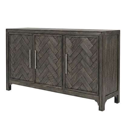 Mid-Century Modern Buffet Cabinet Sideboard with Adjustable Shelves, Platinum
