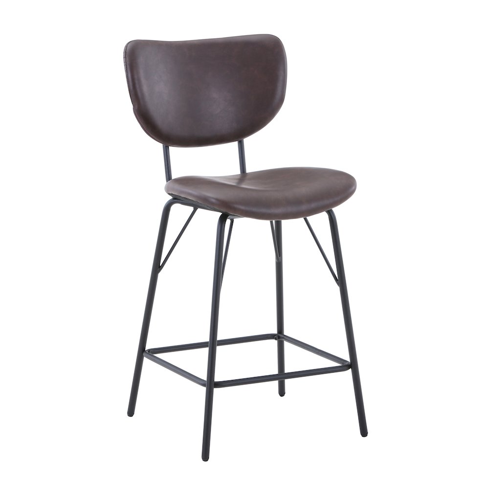 Modern Faux Leather Split-Back Upholstered Counter Height Barstool (Set of 2)