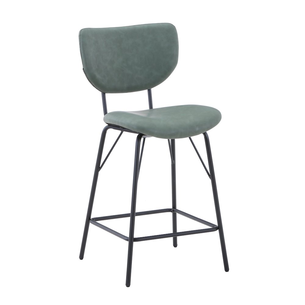 Modern Faux Leather Split-Back Upholstered Counter Height Barstool (Set of 2)