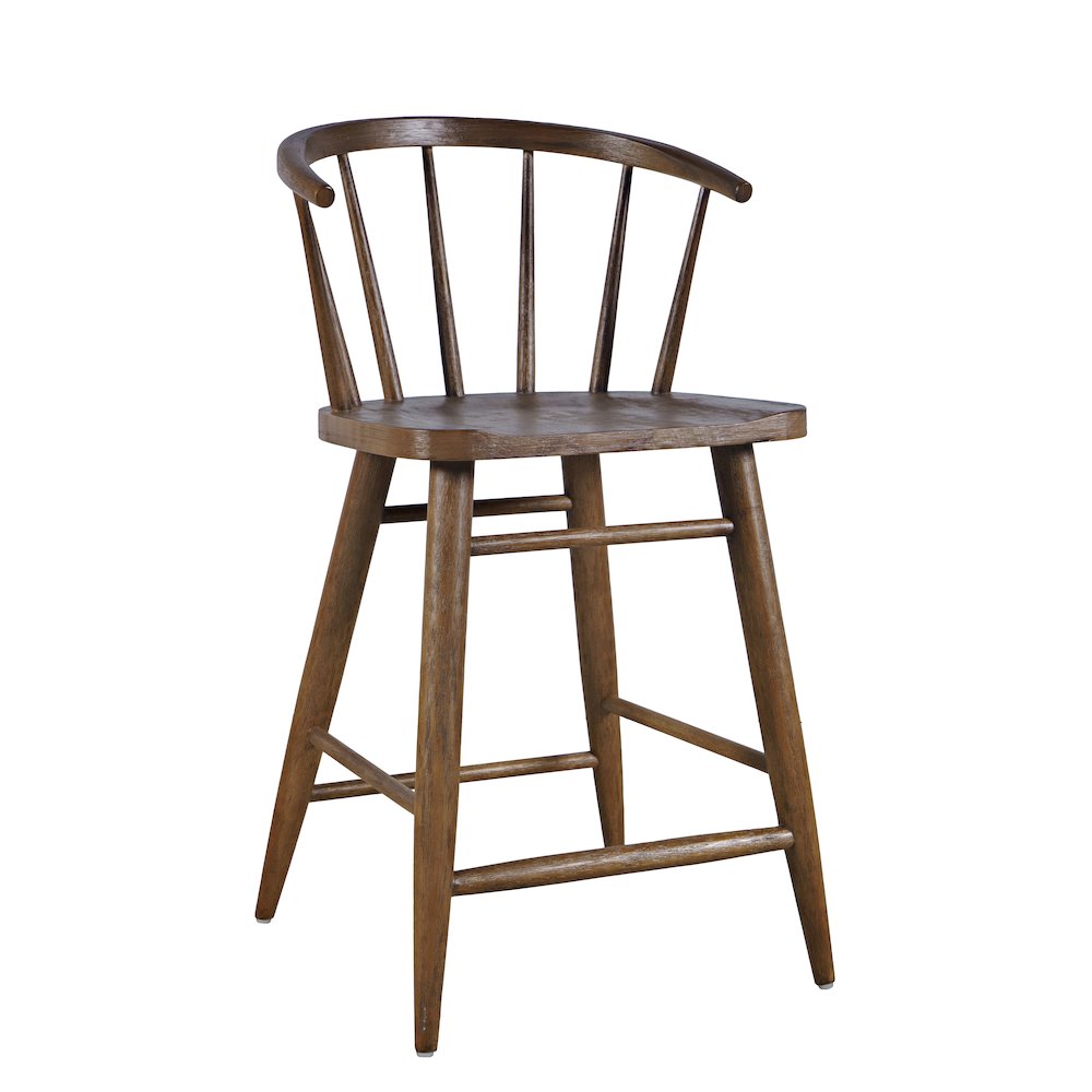 Fitz Traditional Solid Wood Curved Back Spindle Counter Stool