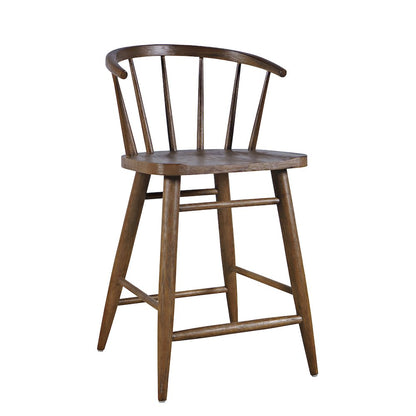 Fitz Traditional Solid Wood Curved Back Spindle Counter Stool