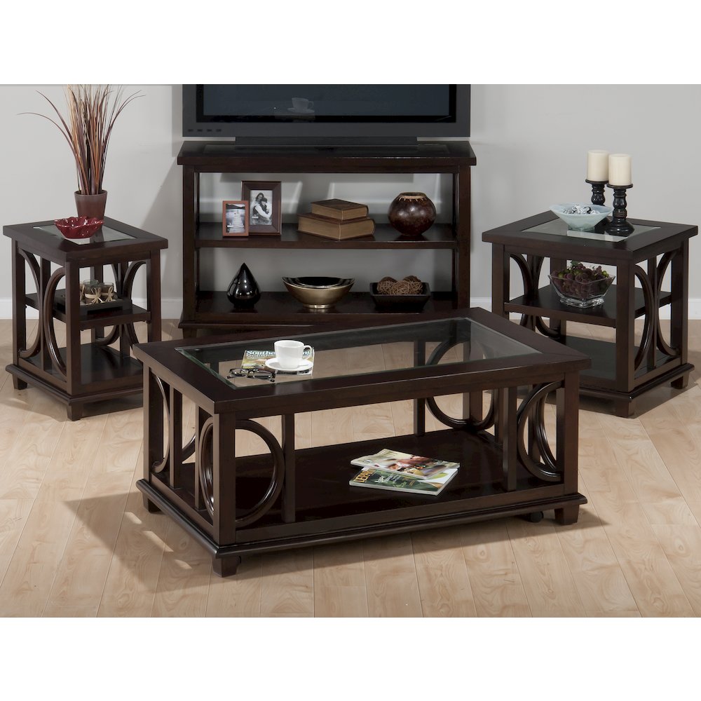 Panama Brown Contemporary Wood and Glass Coffee Table