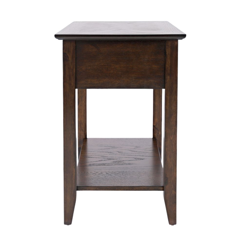Espresso Brown Wooden End Table with Drawer, Elegant Side Table for Bedroom, 16"