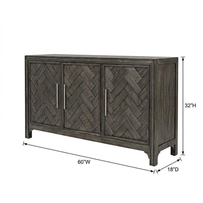 Mid-Century Modern Buffet Cabinet Sideboard with Adjustable Shelves, Platinum