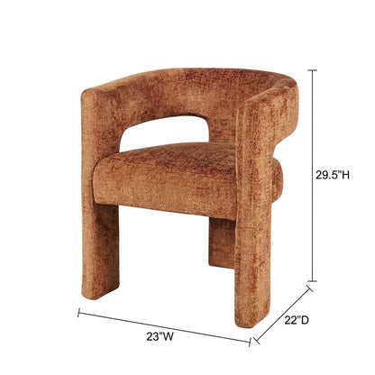 Jacquard Sculpture Accent Chair for Living Room or Bedroom, Rust