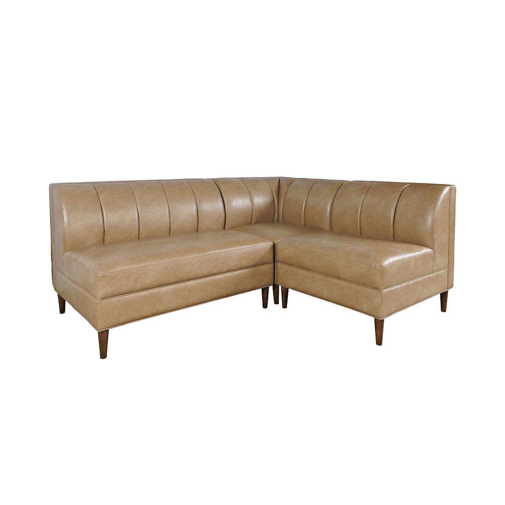 Ruston Modern Banquette Faux Leather Sectional with Four Seats and Corner Wedge