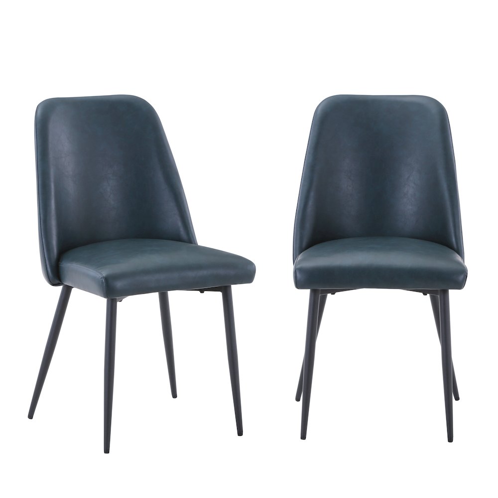 Seven Piece Solid Acacia Dining Set with Upholstered Mid-Century Modern Chairs