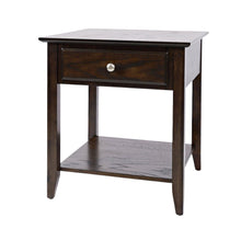 Espresso Brown Wooden End Table with Drawer, Elegant Side Table for Bedroom, 22"