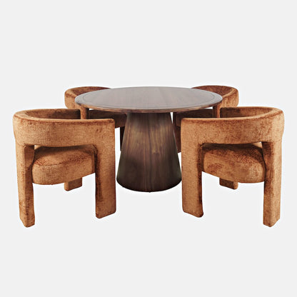Gwen Luxury Mid-Century Modern Five Piece Dining Set with Upholstered Chairs