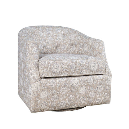 Lottie Cottage Floral Print Upholstered Barrel Accent Swivel Chair