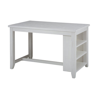 Rustic Solid Reclaimed Wood 60" Counter Height Table with 3 Shelf Storage