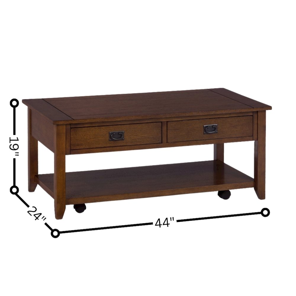 Oak Brown Coffee Table for Living Room, Rectangular Table for Living Room