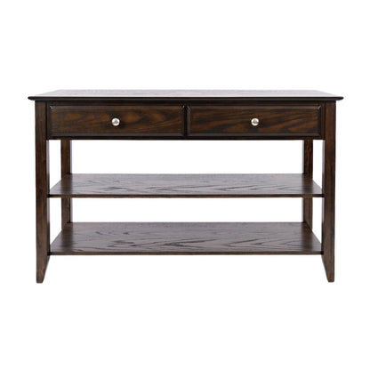Brown Wooden Sofa Table with 2 Drawers – Elegant Entryway or Sofa Table