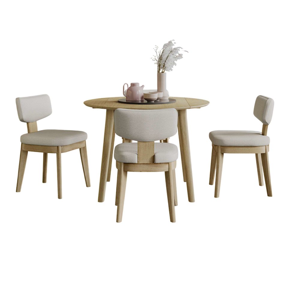 Percy 42" Contemporary 5-Pc Drop-Leaf Dining Set, Upholstered Chairs