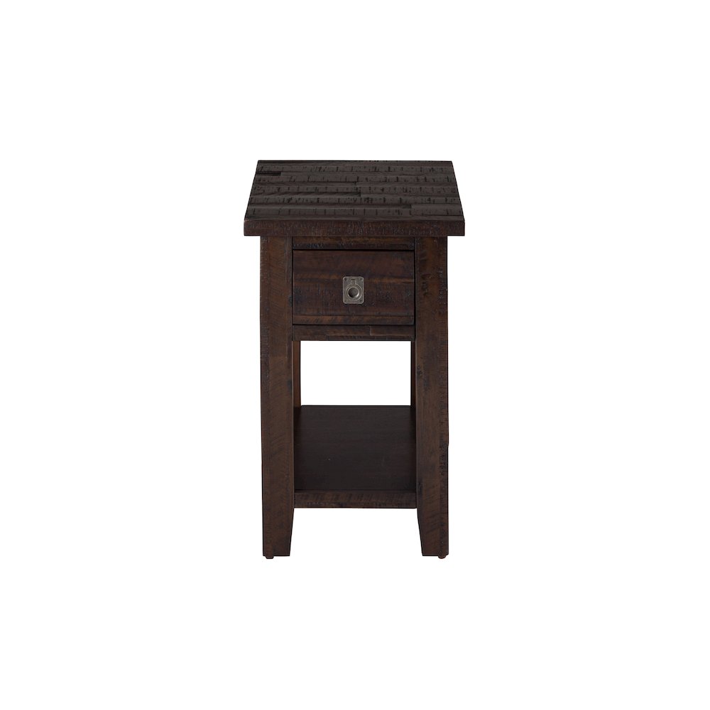 Kona Grove Distressed Rustic Solid Acacia Chairside End Table with Shelf