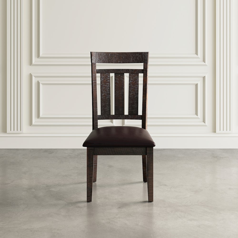 Distressed Rustic Solid Acacia Upholstered Slat-back Dining Chair (Set of 2)