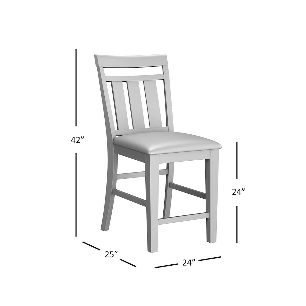 Distressed Rustic Solid Acacia Upholstered Slat-back Barstool (Set of 2)
