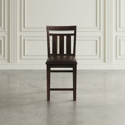 Distressed Rustic Solid Acacia Upholstered Slat-back Barstool (Set of 2)