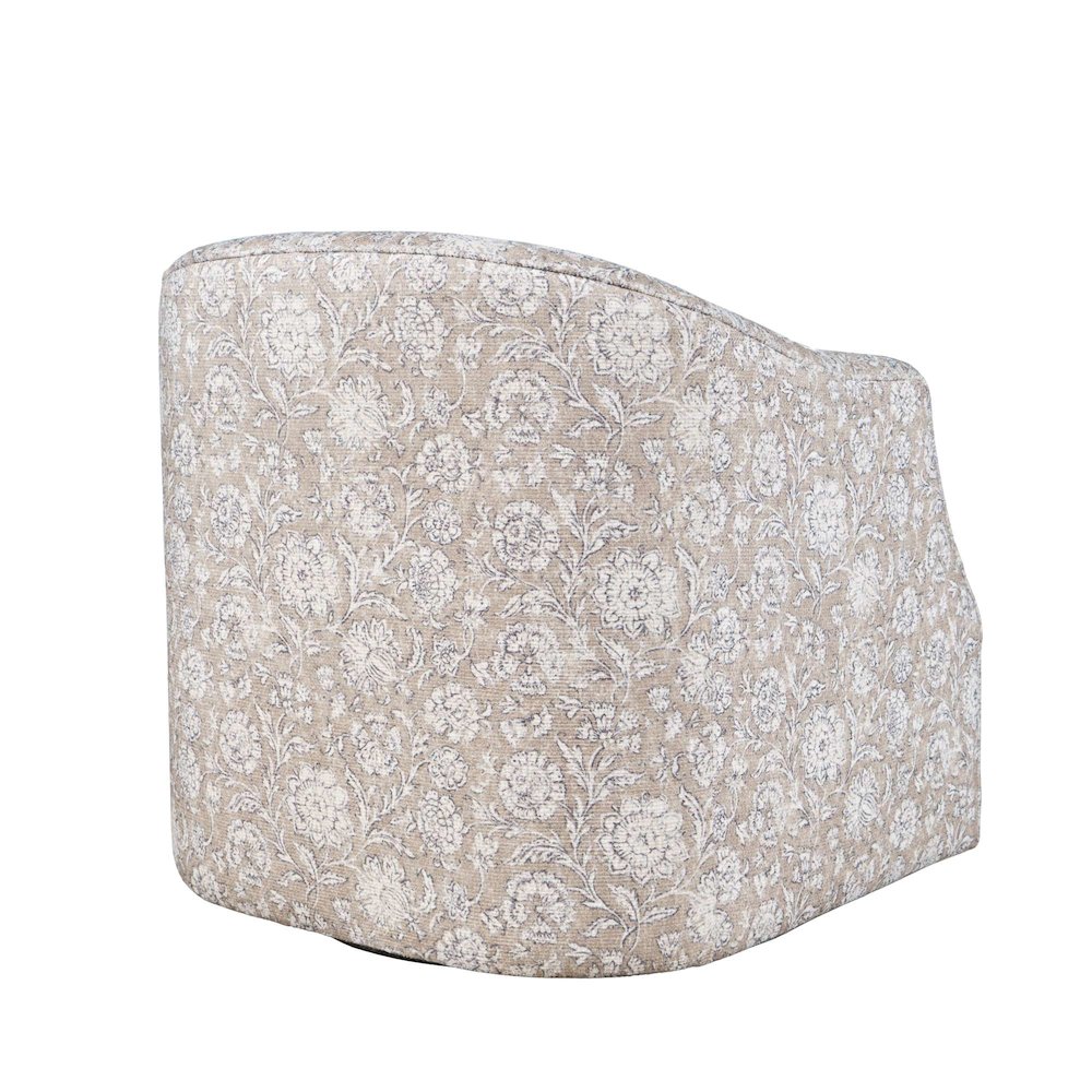 Lottie Cottage Floral Print Upholstered Barrel Accent Swivel Chair