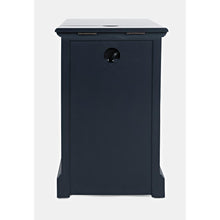 Blue Acacia End Table with USB Charging Station for Convenient Living Room Use