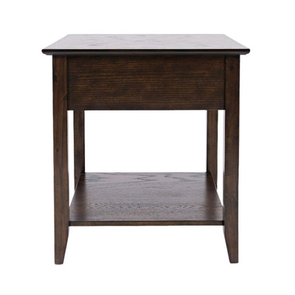Espresso Brown Wooden End Table with Drawer, Elegant Side Table for Bedroom, 22"