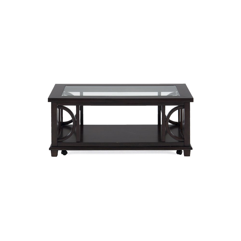 Panama Brown Contemporary Wood and Glass Coffee Table