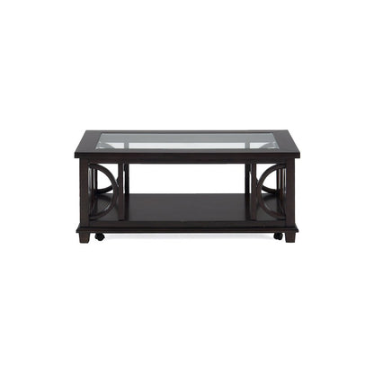 Panama Brown Contemporary Wood and Glass Coffee Table