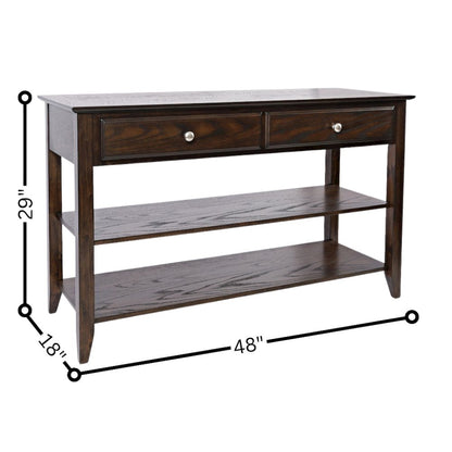Brown Wooden Sofa Table with 2 Drawers – Elegant Entryway or Sofa Table