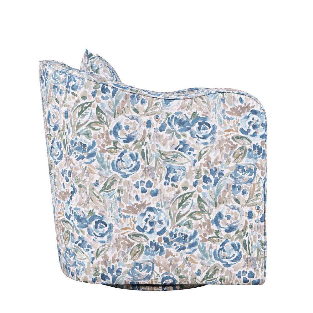 Daisy Bloom Floral Classic Traditional Swivel Accent Barrel Chair with Pillow