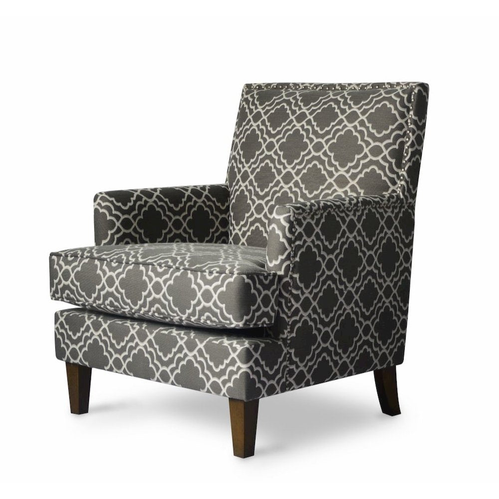 Aubrey Contemporary Geometric Upholstered Accent Chair with Nailhead Trim
