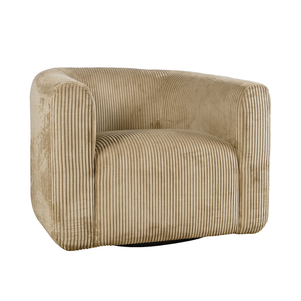 Biggs Modern Corduroy Upholstered Curved Barrel Swivel Accent Chair
